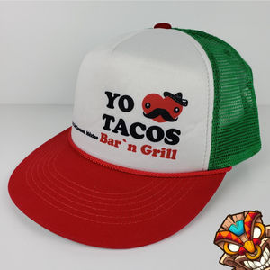 Yo Tacos Bar n Grill Playa Del Carmen Mexico Trucker Hat White Red Green Mesh